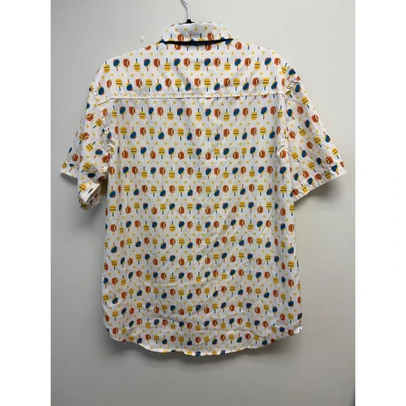 ChalkTalk Sports Mens Pickleball Paddle Print Button Down Shirt XL - Picture 3 of 3